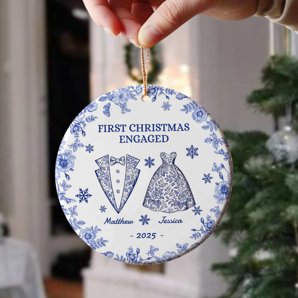 First Chirstmas As a Mr Mrs Personalized Circle Ceramic Ornament Christmas For Husband Wife CH07 896940 - Image 4