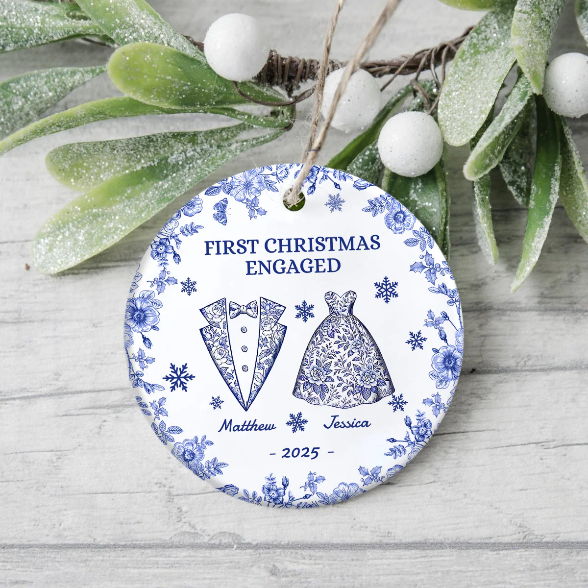First Chirstmas As a Mr Mrs Personalized Circle Ceramic Ornament Christmas For Husband Wife CH07 896940 - Image 5