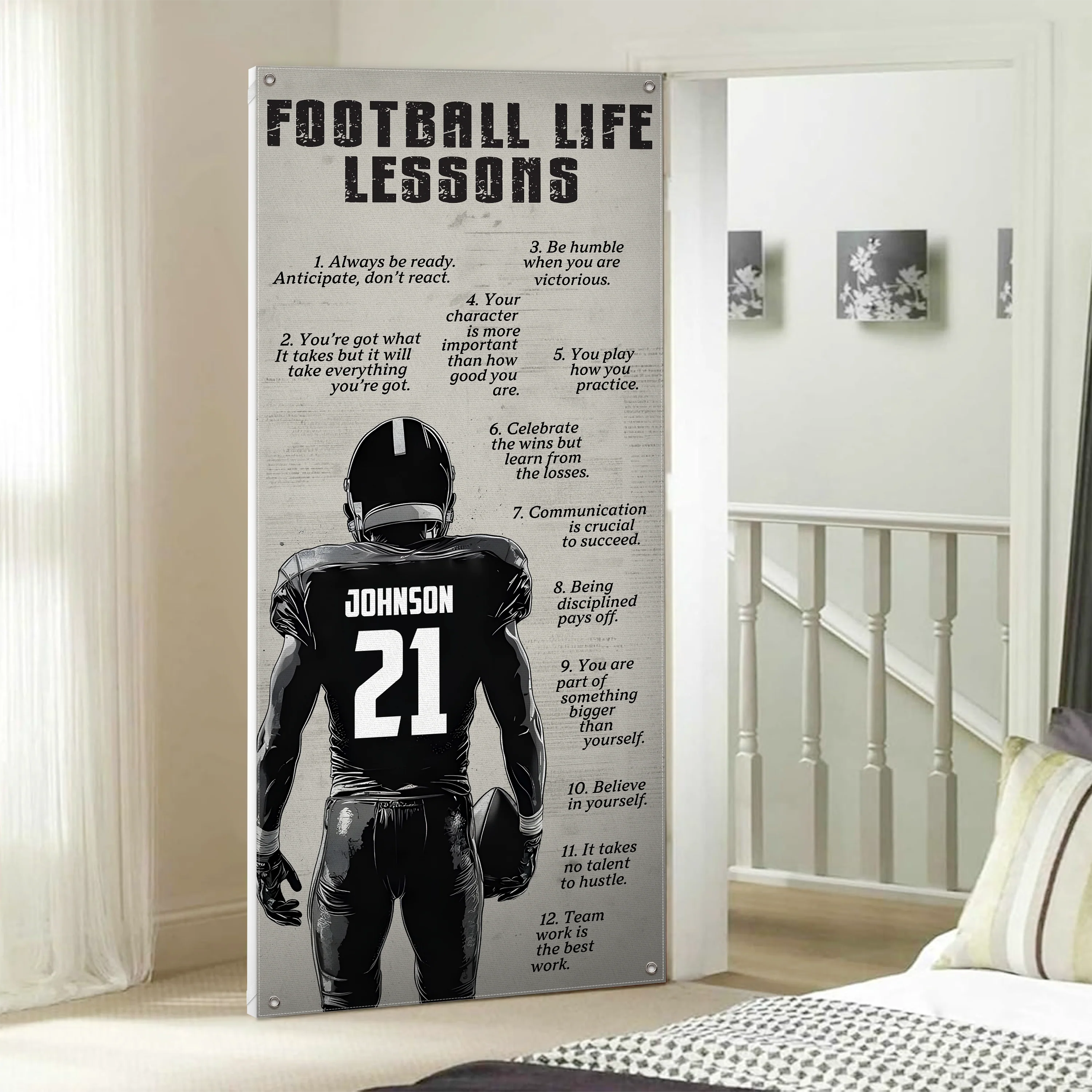 Football Life Lessons - Personalized Door Cover Gift for Football Lover CH07 899262 - Image 2