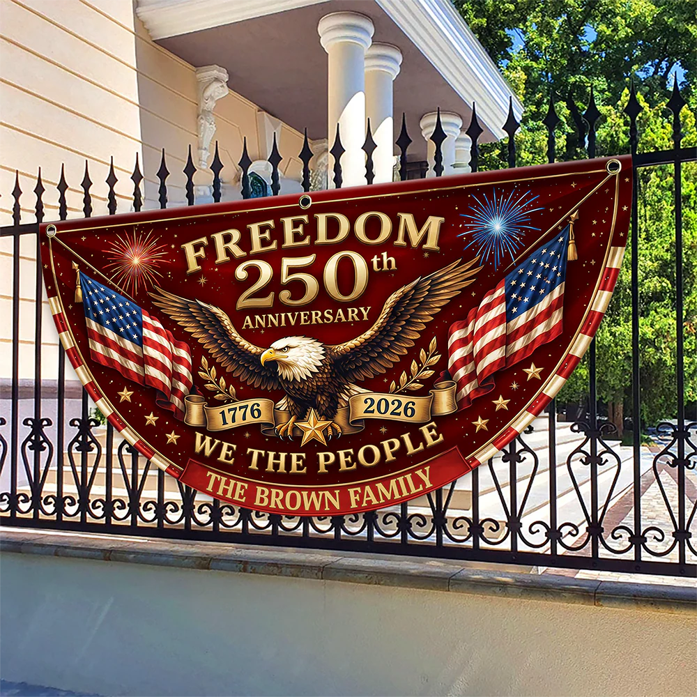 Freedom 250th Anniversary Non-Pleated Fan Flag, USA 1776-2026 Patriotic Decor LM32 669257 - Image 4