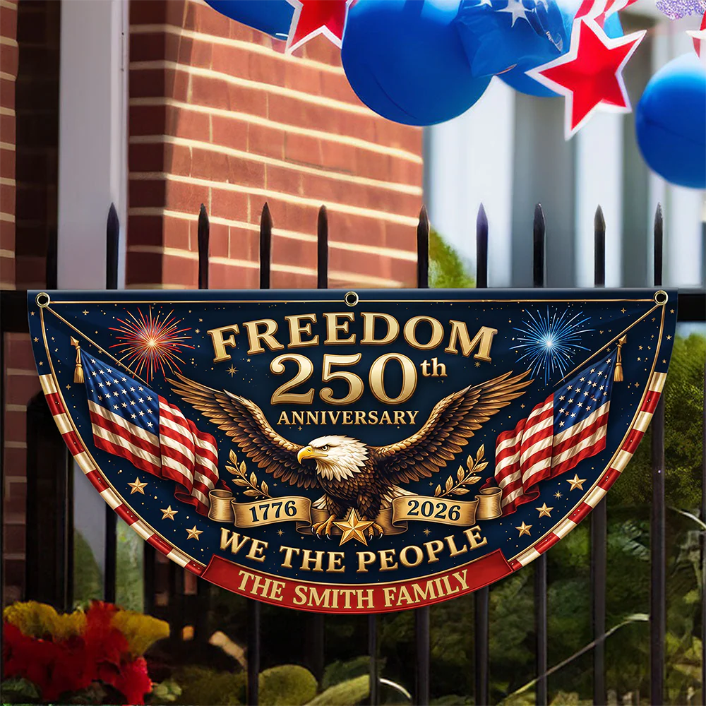 Freedom 250th Anniversary Non-Pleated Fan Flag, USA 1776-2026 Patriotic Decor LM32 669257 - Image 6