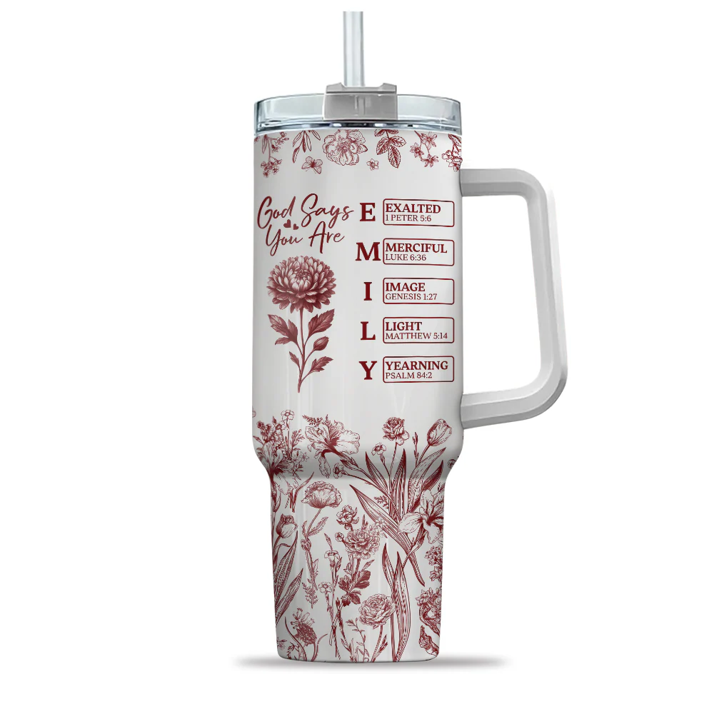 God Says I Am Name Letter In Bible Toile De Jouy Style - Personalized 40oz Tumbler HO82 894666 - Image 7
