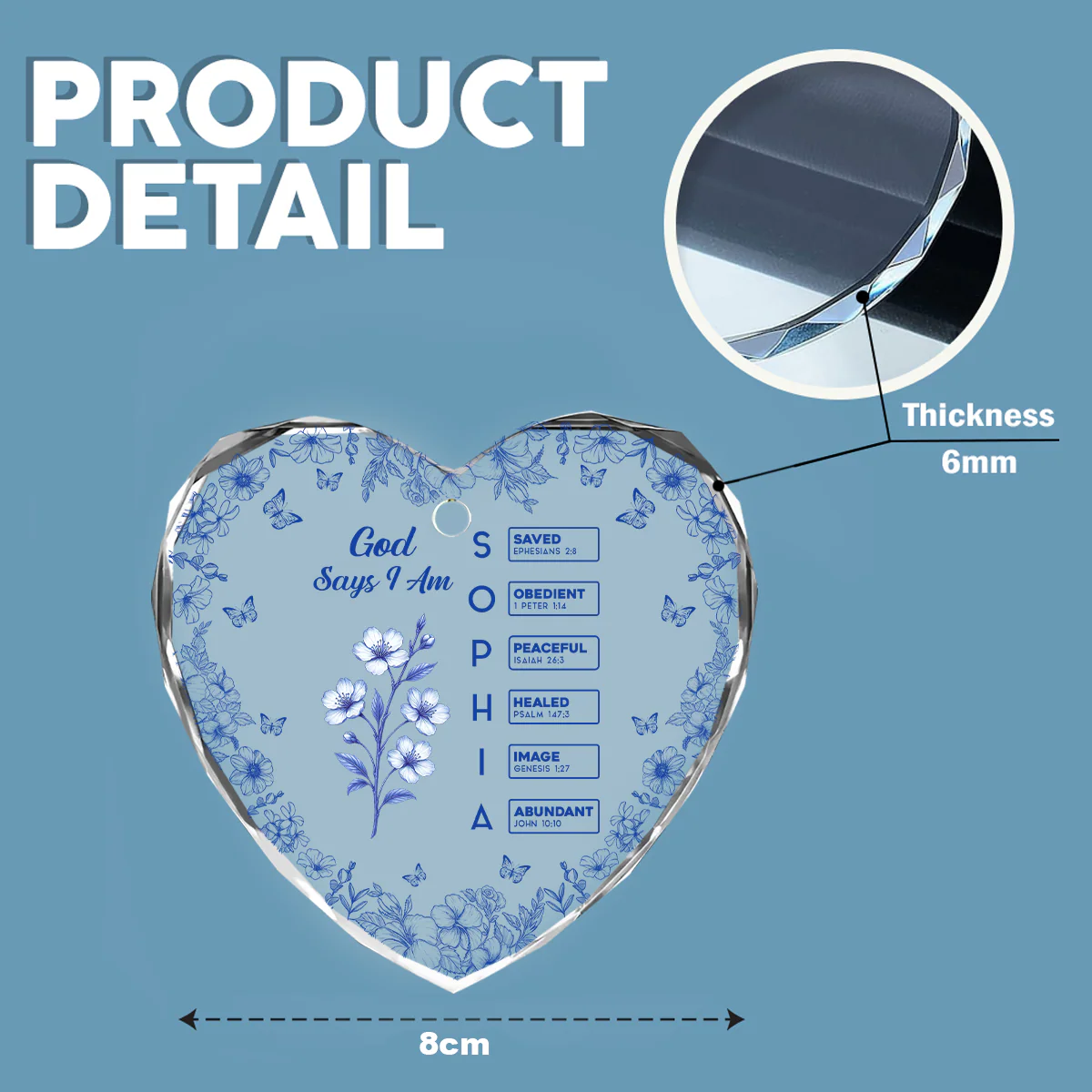 God Says I Am Name Letter In Bible Toile De Jouy Style - Personalized Heart Glass Ornament CH07 896964 - Image 7