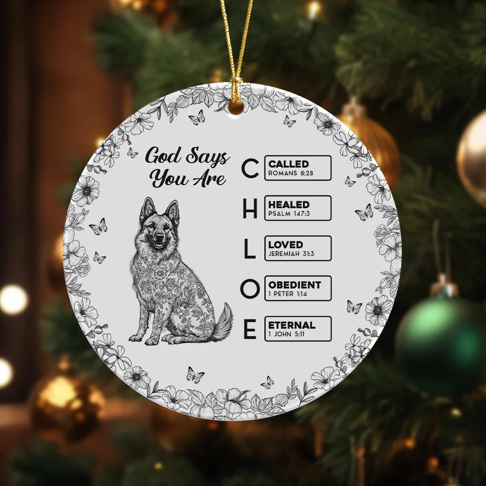 God says I Am Personalized Dog Breeds Chinoiserie Toile De Jouy Style Ceramic Ornament CH07 899242 - Image 3