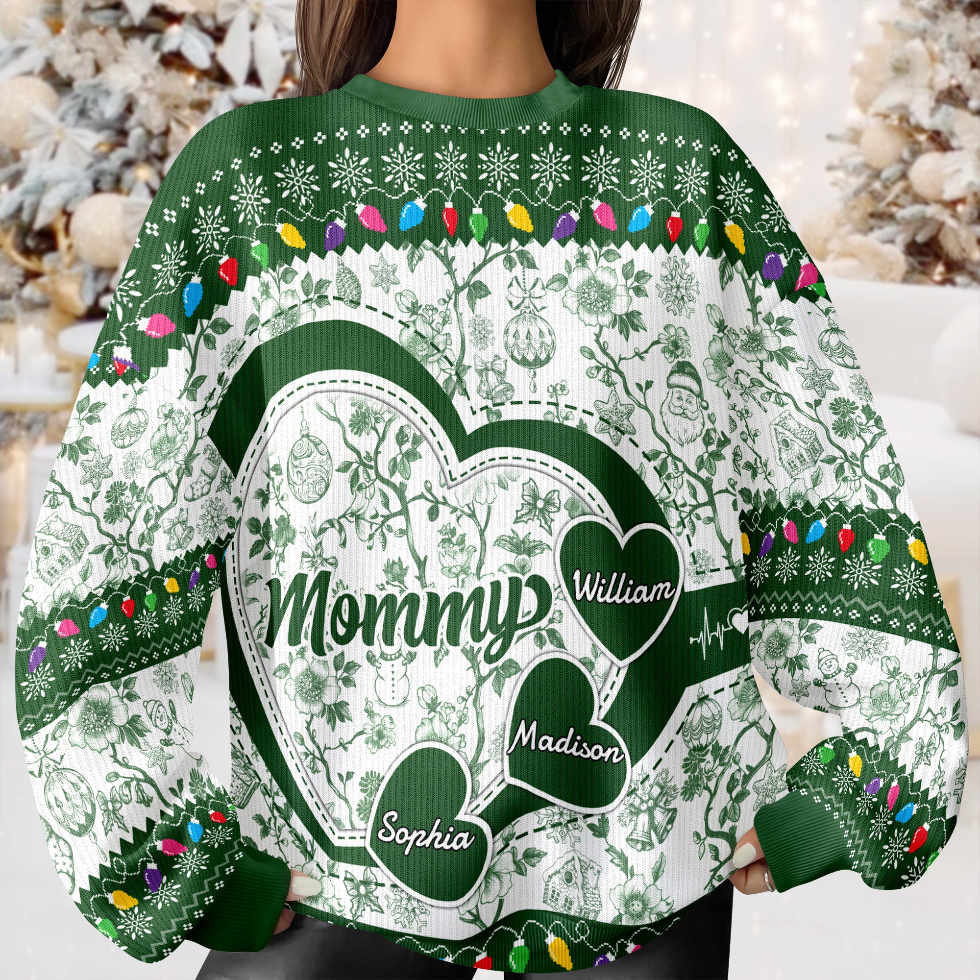 Grandma Mom Toile De Jouy - Personalized Ugly Sweater CH07 896638 - Image 5