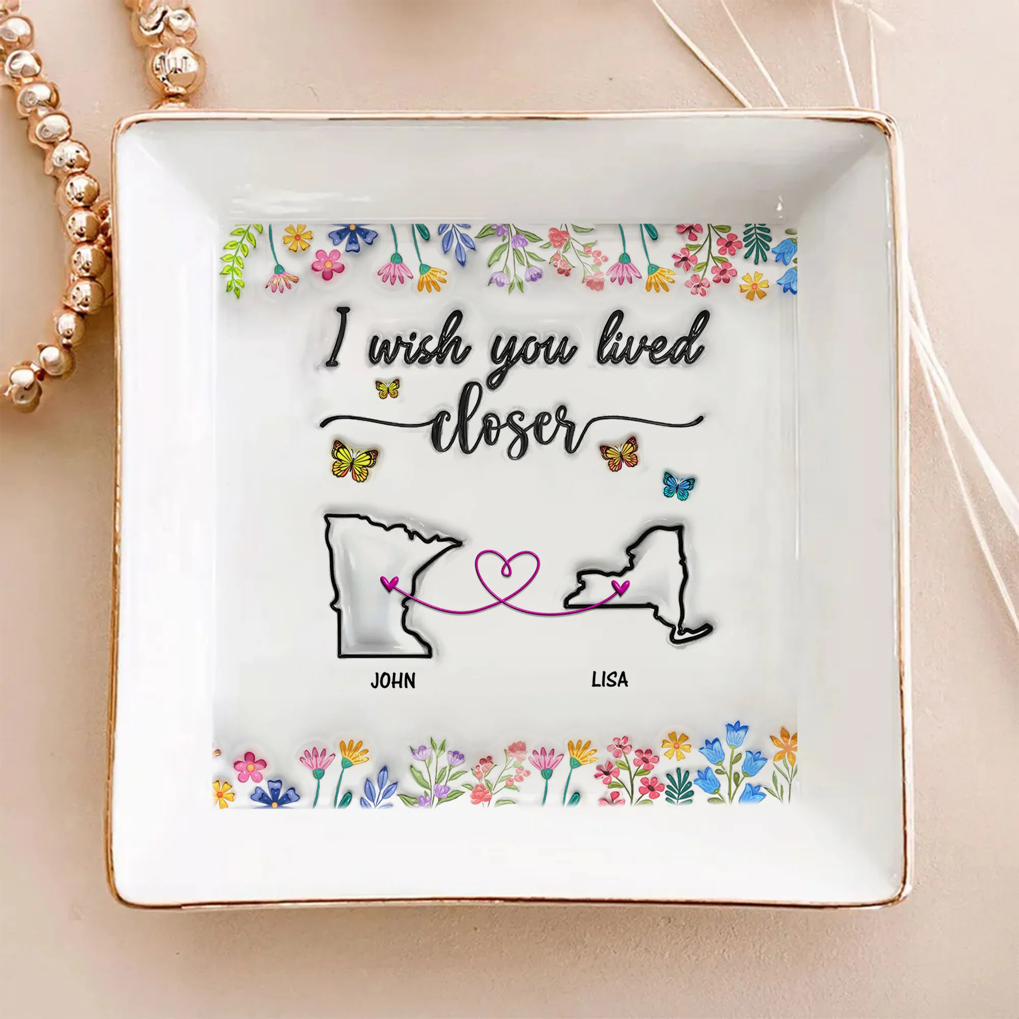 I Wish You Lived Next Door Personalized 3D Inflated Effect Jewelry Dish For Bestie, Sister CH07 896990 - Image 2