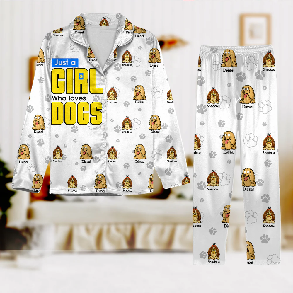 Just A Girl Who Loves Dogs - Personalized Pajamas For Dog Lovers CH07 896546 - Image 2
