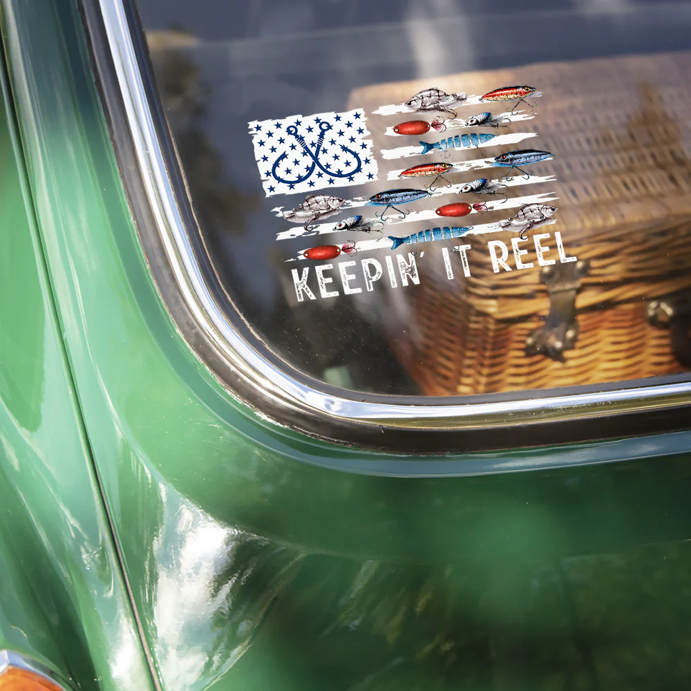 Keepin' It Reel Fishing Lure Flag Car Decal Sticker LM32 669335 - Image 5