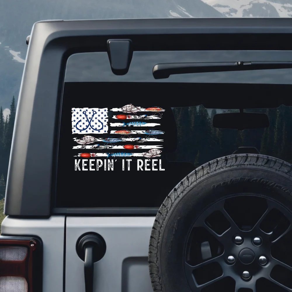 Keepin' It Reel Fishing Lure Flag Car Decal Sticker LM32 669335 - Image 7