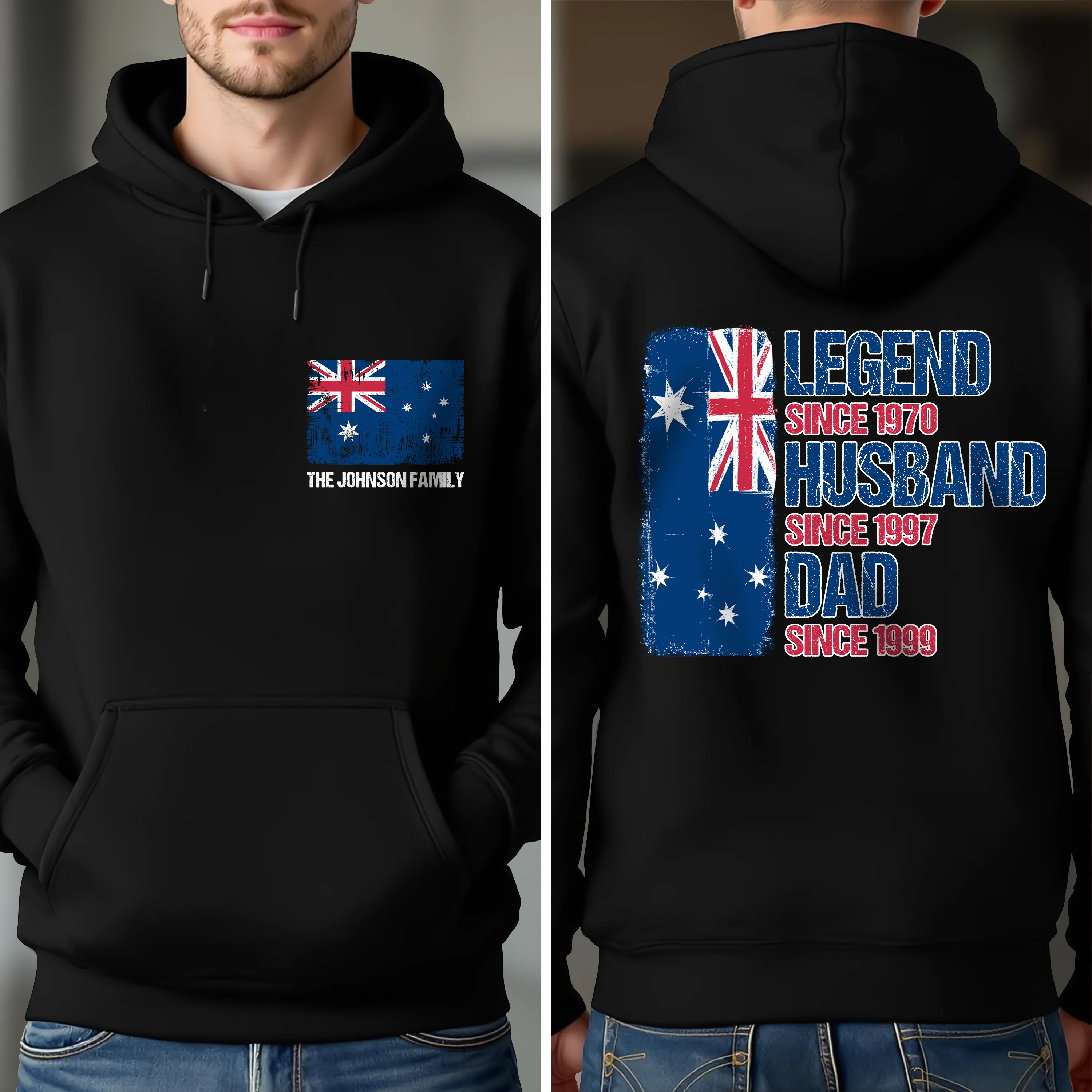 Legend, Husband, Dad And Grandpa - AUS Flag Version - Personalized Back & Front Dark Shirt TH10 894171 - Image 2