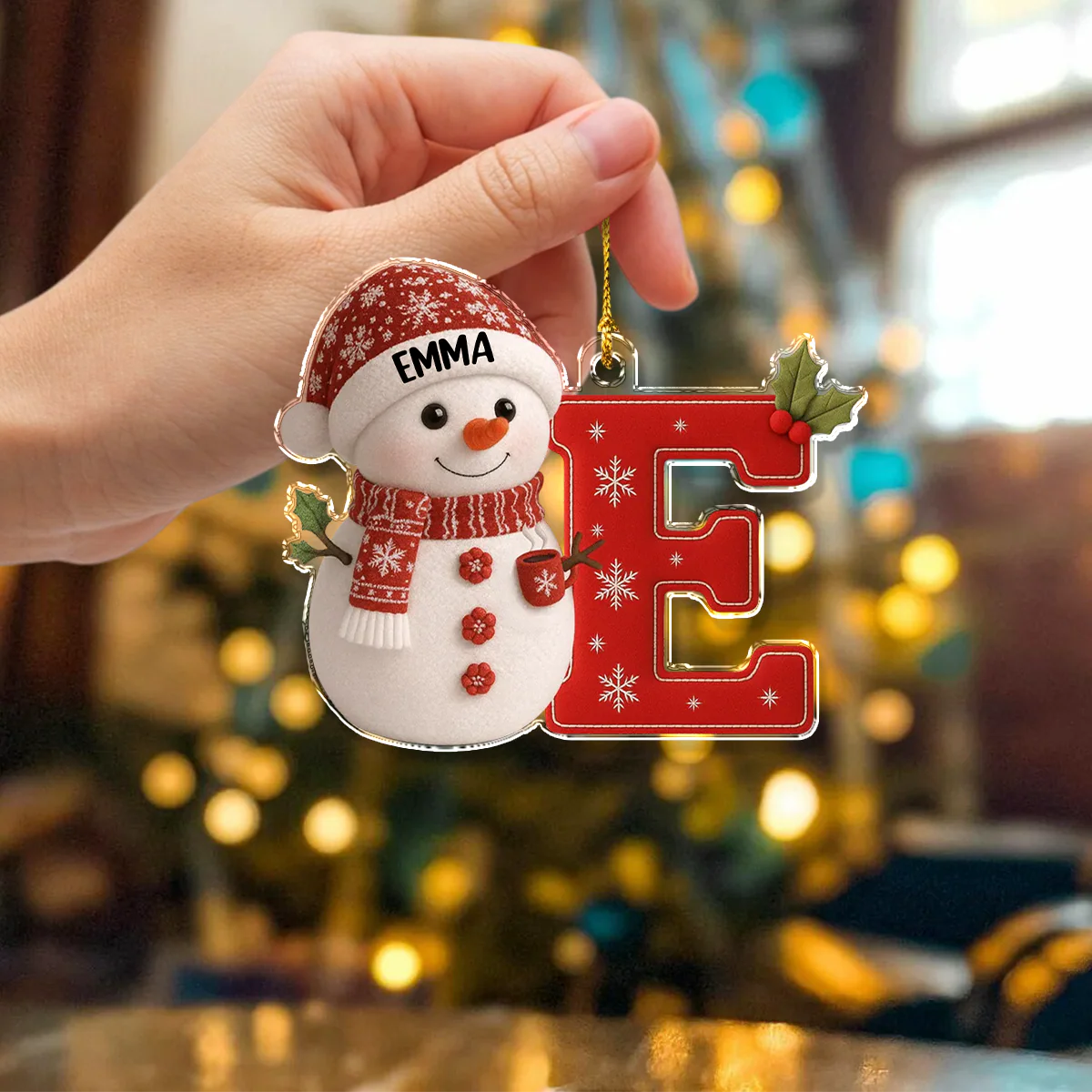 Little Snowman Joy with Initial Letter - Personalized Acrylic Ornament LM32 895963 - Image 4