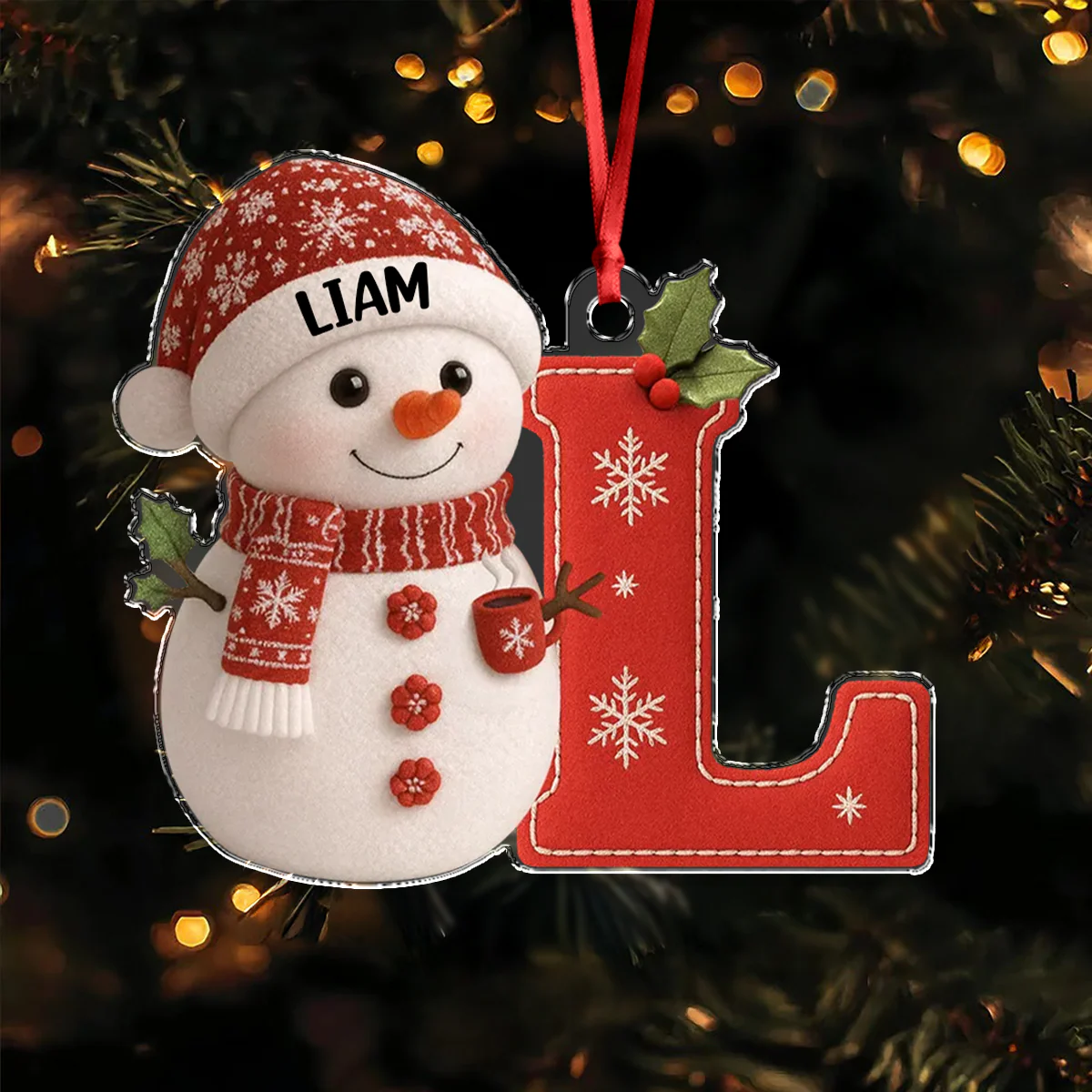 Little Snowman Joy with Initial Letter - Personalized Acrylic Ornament LM32 895963 - Image 5