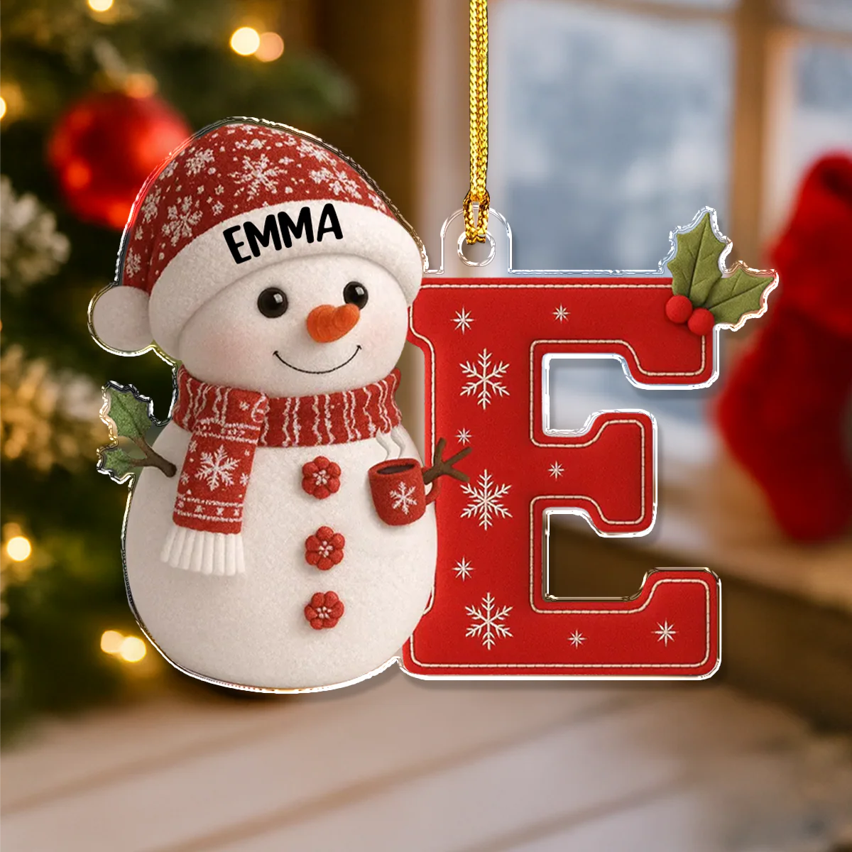 Little Snowman Joy with Initial Letter - Personalized Acrylic Ornament LM32 895963 - Image 7