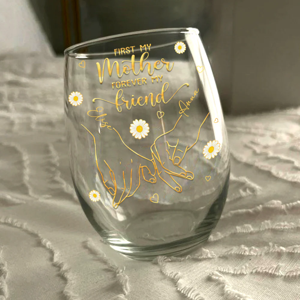 Mom And Daughter Forever Personalized Wine Glass Mother's Day Gifts For Mom, Daughter HA75 920856 - Image 3