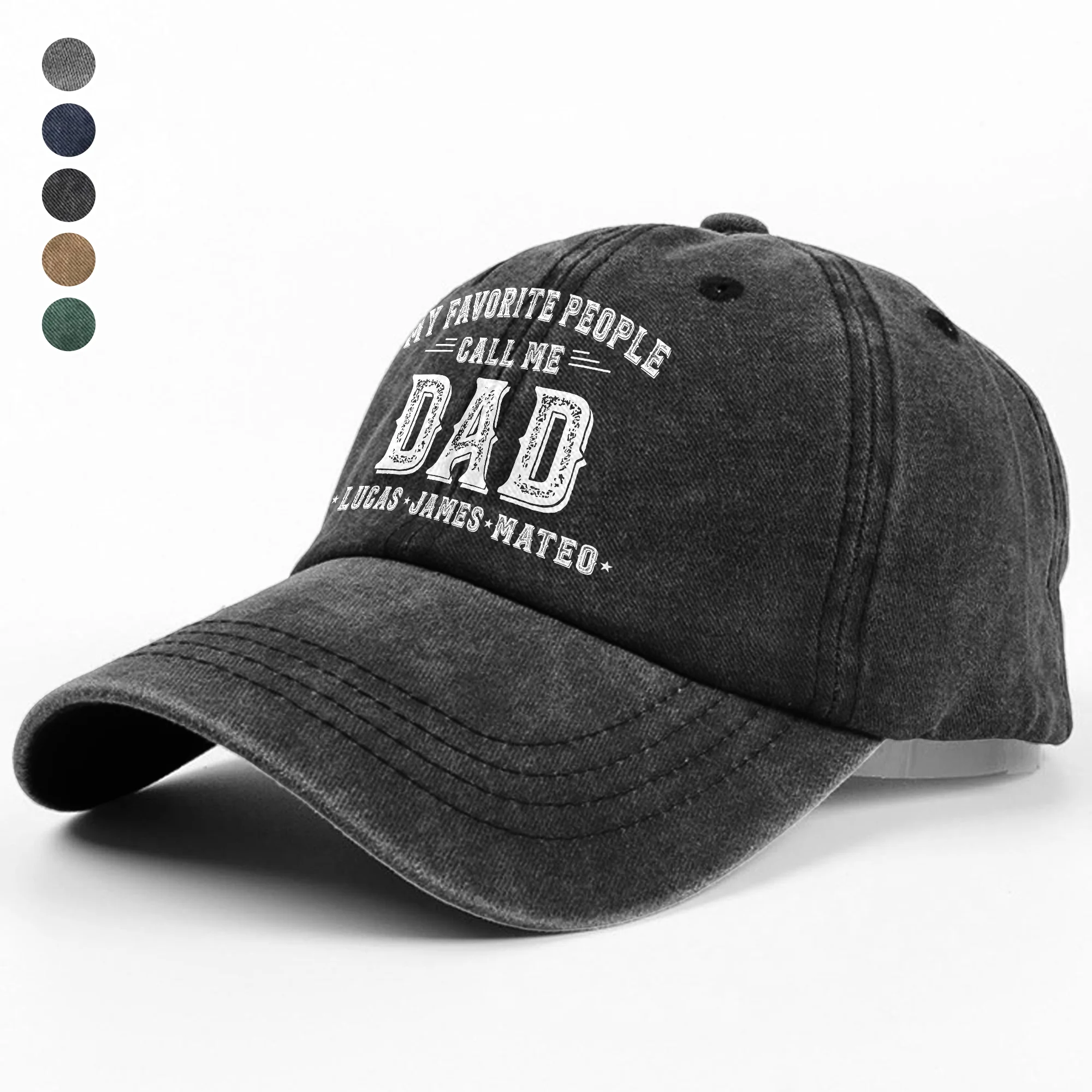 My Favorite People Call Me Daddy - Personalized Washed Denim Baseball Cap HO82 894420 - Image 3