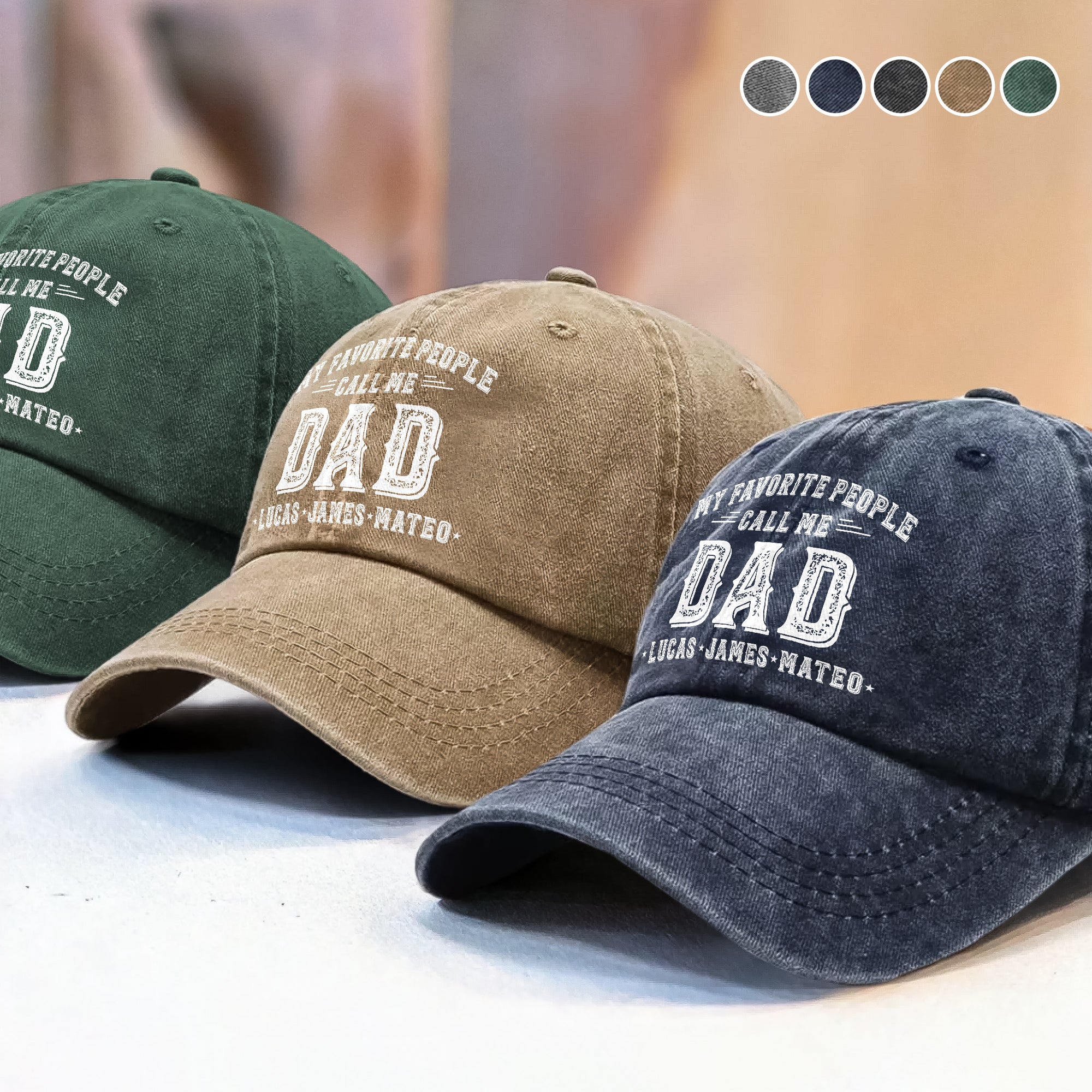 My Favorite People Call Me Daddy - Personalized Washed Denim Baseball Cap HO82 894420 - Image 4