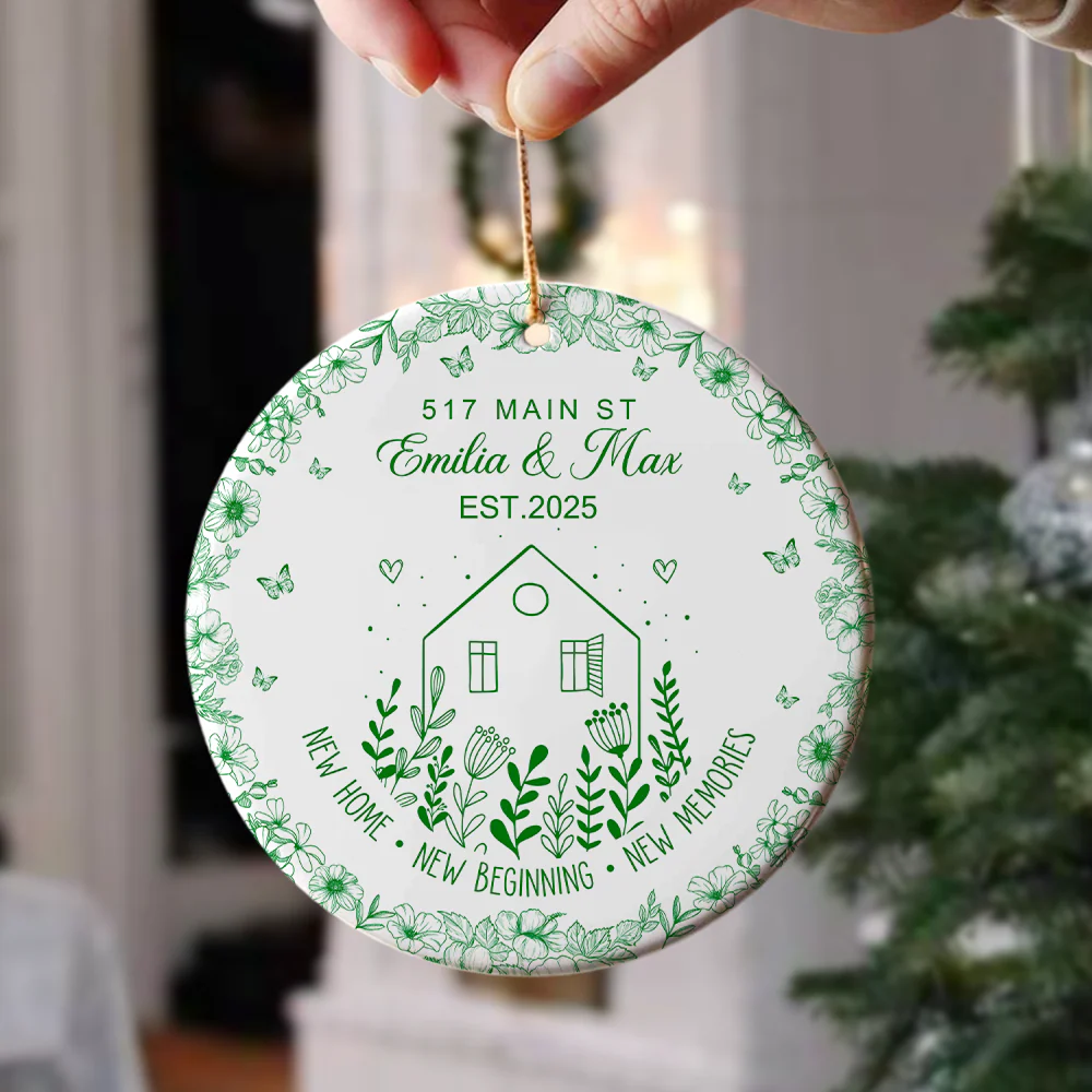New House New Beginning New Memories Toile De Jouy Syle Personalized Ceramic Ornament HA75 897096 - Image 3