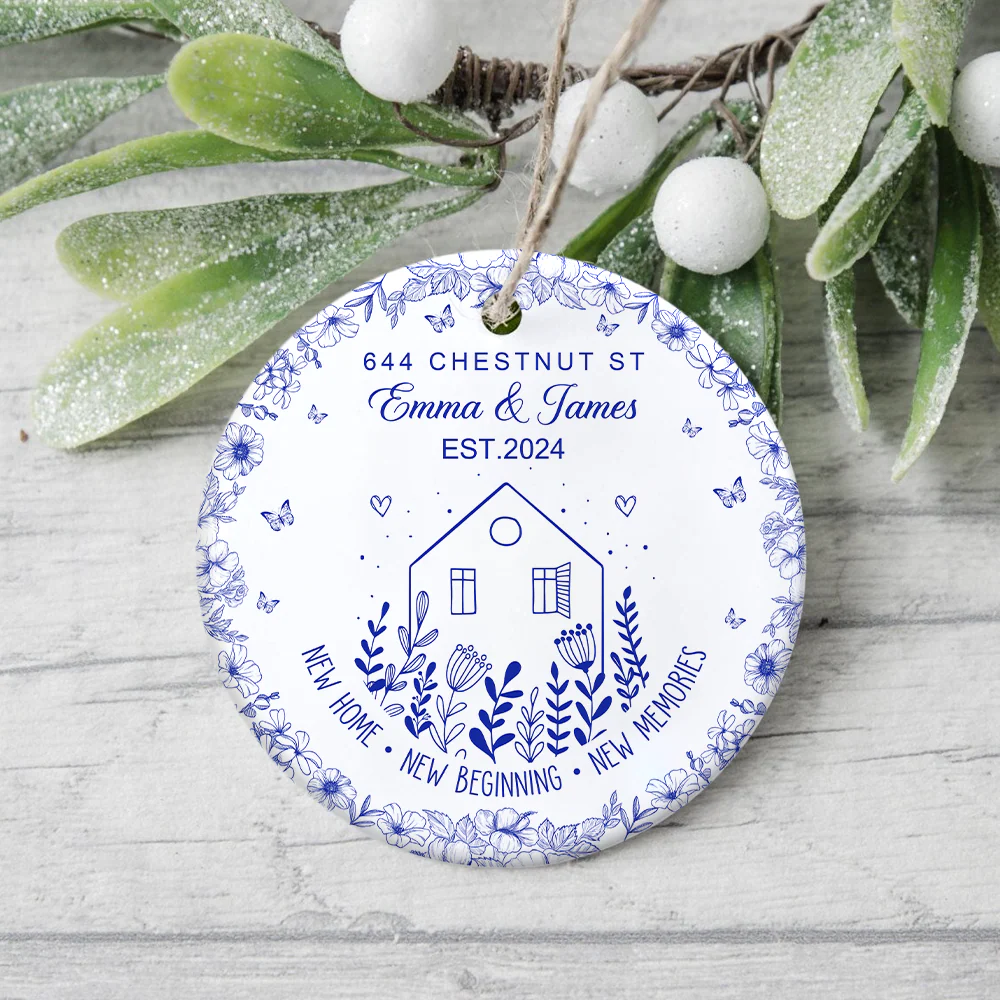New House New Beginning New Memories Toile De Jouy Syle Personalized Ceramic Ornament HA75 897096 - Image 4
