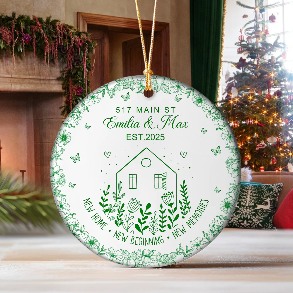 New House New Beginning New Memories Toile De Jouy Syle Personalized Ceramic Ornament HA75 897096 - Image 5