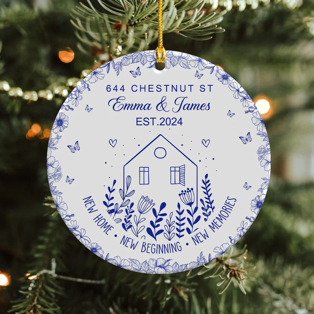 New House New Beginning New Memories Toile De Jouy Syle Personalized Ceramic Ornament HA75 897096 - Image 6