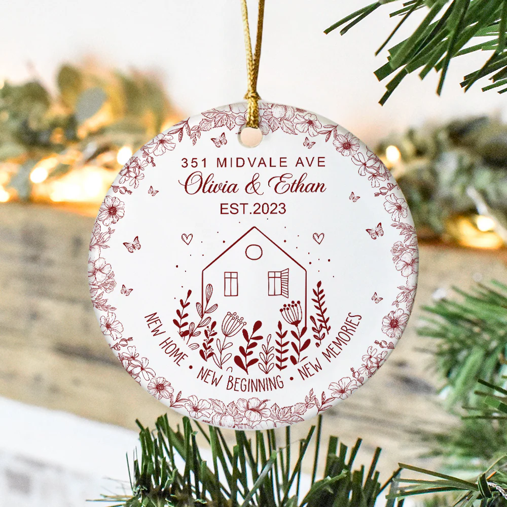 New House New Beginning New Memories Toile De Jouy Syle Personalized Ceramic Ornament HA75 897096 - Image 7