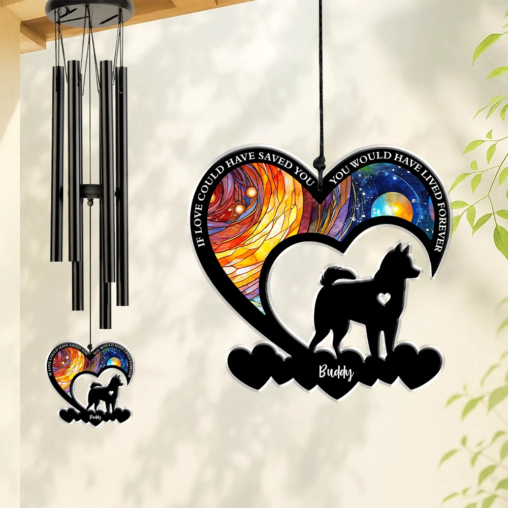 No Longer By My Side But Forever in My Heart Personalized Dog Memorial Acrylic Wind Chimes LM32 893841 - Image 3