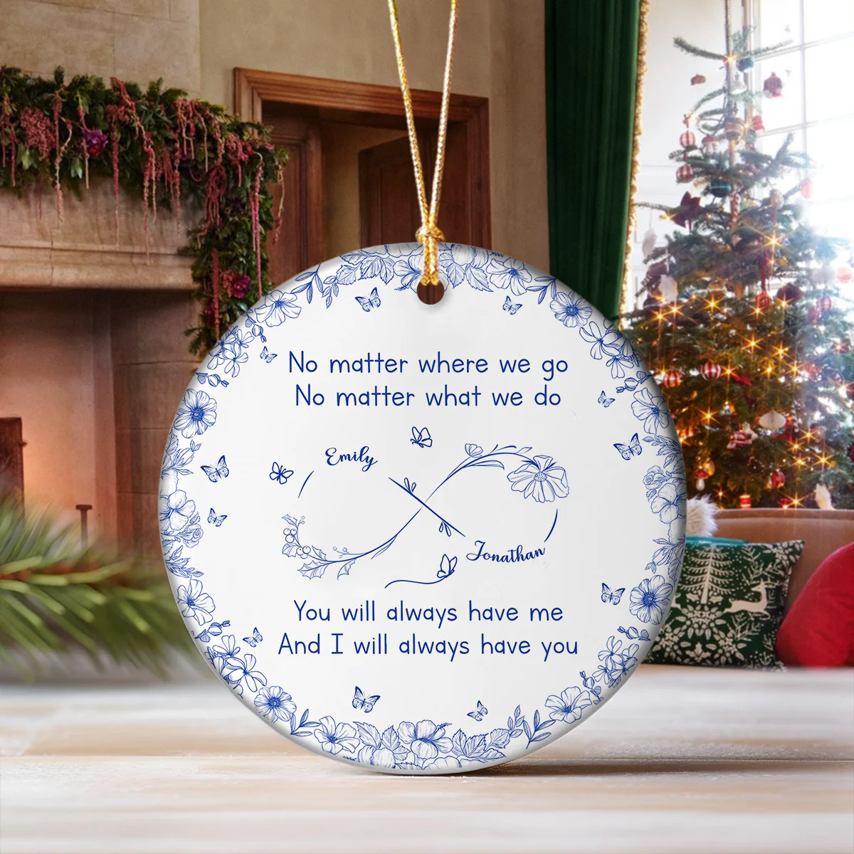 No Matter Where We Go Toile De Jouy Style Personalized Ceramic Ornament HA75 898116 - Image 2