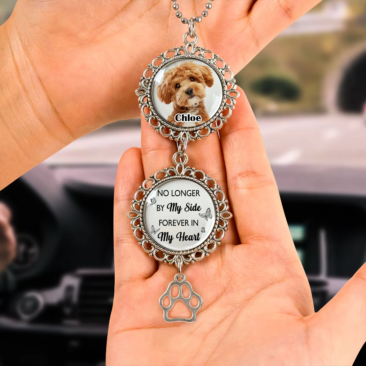 Once By My Side, Forever In My Heart - Personalized Photo Car Hanging Ornament With Charm CH07 895406 - Image 2