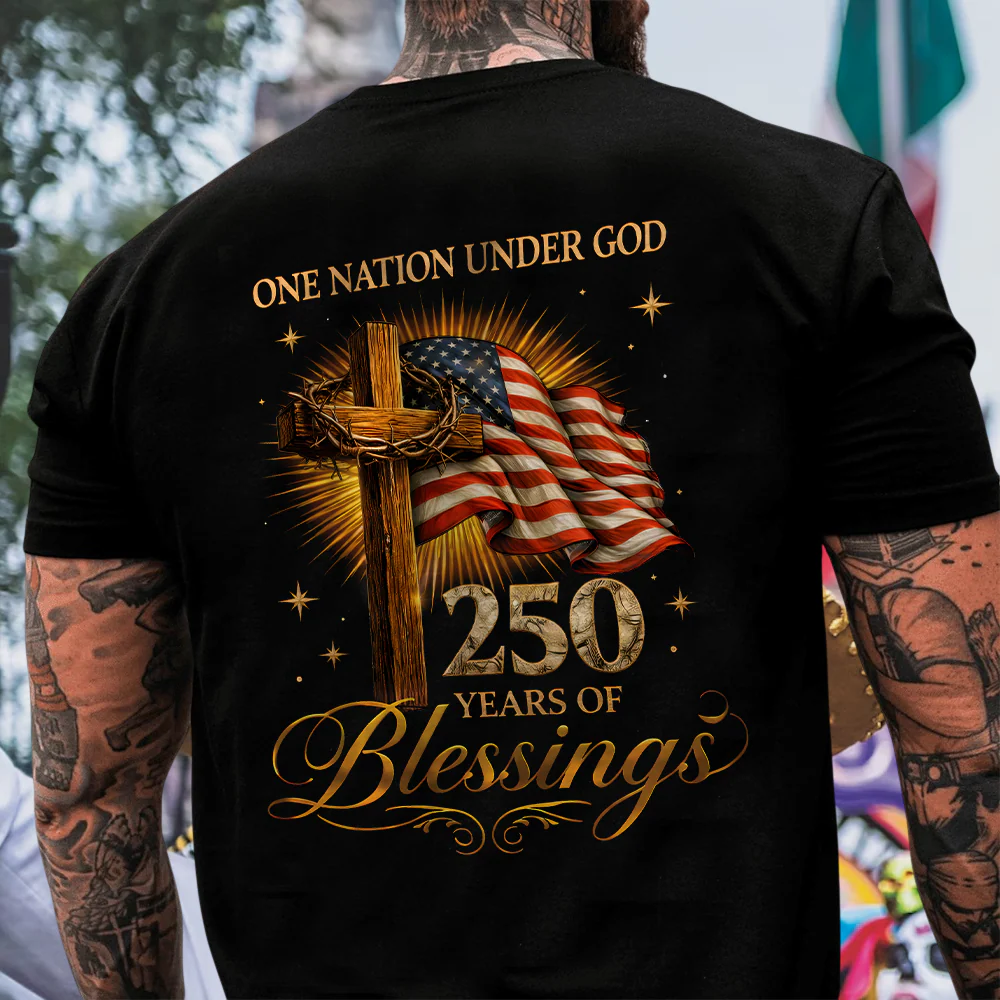 One Nation Under God 250 Years 250th Anniversary USA Birthday Patriotic Back Shirt HA75 920934 - Image 2