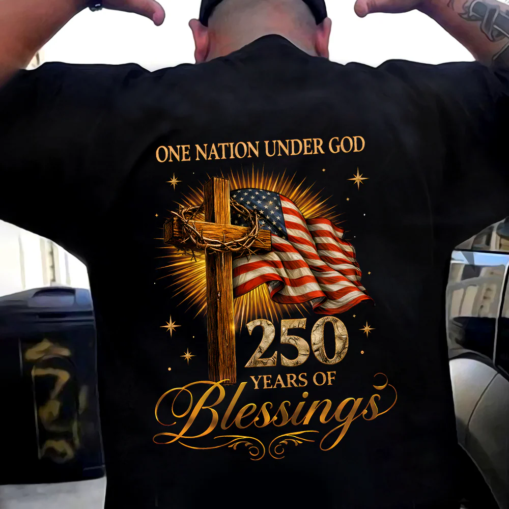 One Nation Under God 250 Years 250th Anniversary USA Birthday Patriotic Back Shirt HA75 920934 - Image 3
