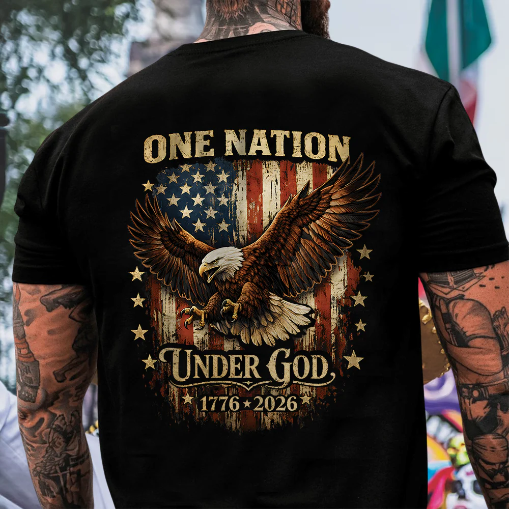 One Nation Under God 250 Years American Flag 250th Anniversary Patriotic Back Shirt HA75 920932 - Image 2