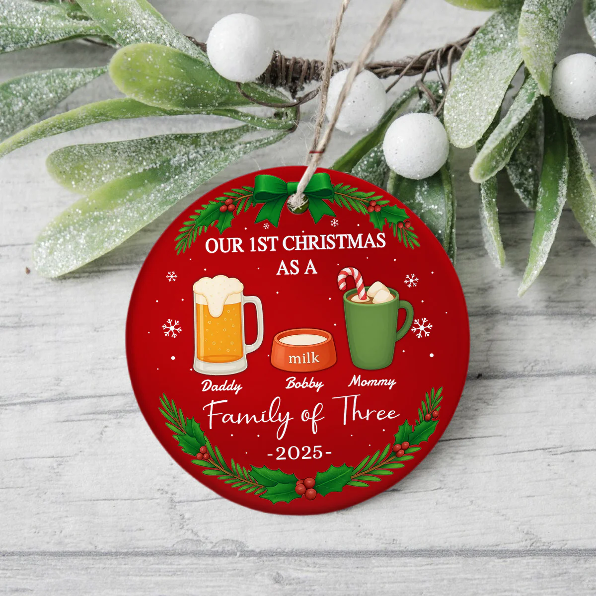 Our First Christmas As A Family Personalized Christmas Ceramic Ornament HA75 897800 - Image 3