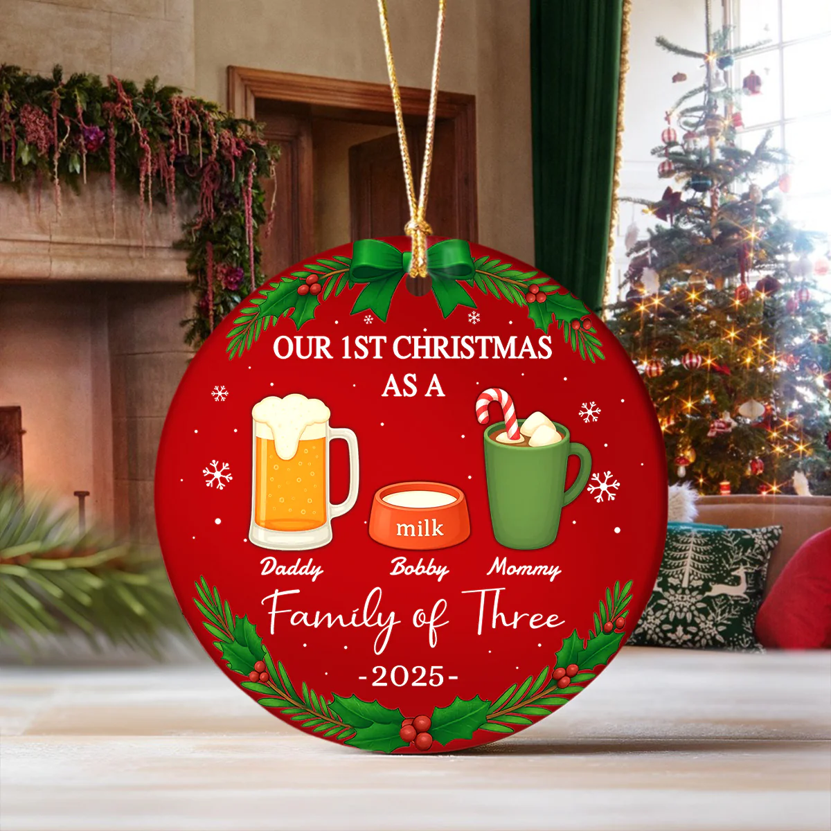 Our First Christmas As A Family Personalized Christmas Ceramic Ornament HA75 897800 - Image 4