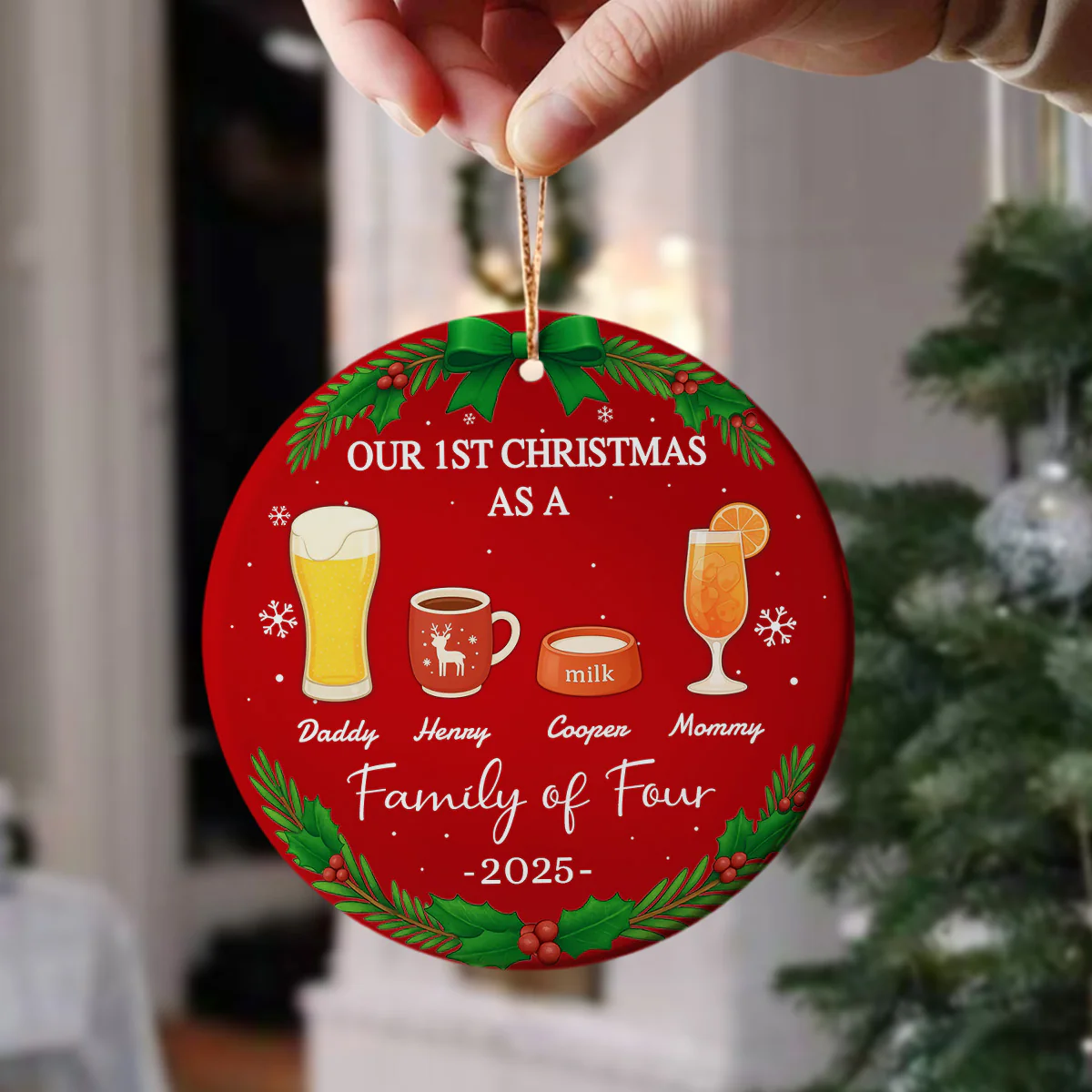 Our First Christmas As A Family Personalized Christmas Ceramic Ornament HA75 897800 - Image 7