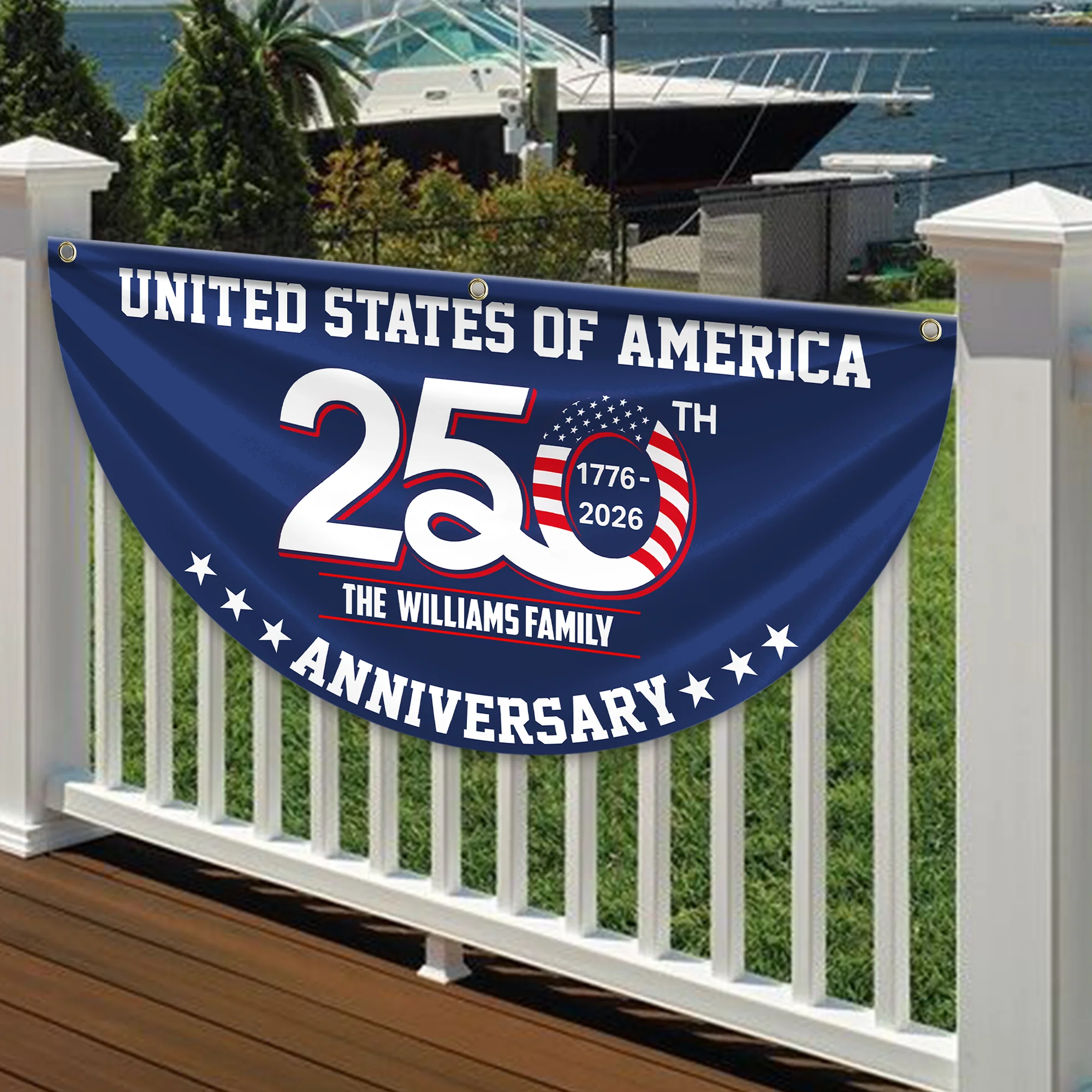 Patriotic 250th Anniversary 1776 2026 United States of America Non-Pleated Fan Flag LM32 897747 - Image 3