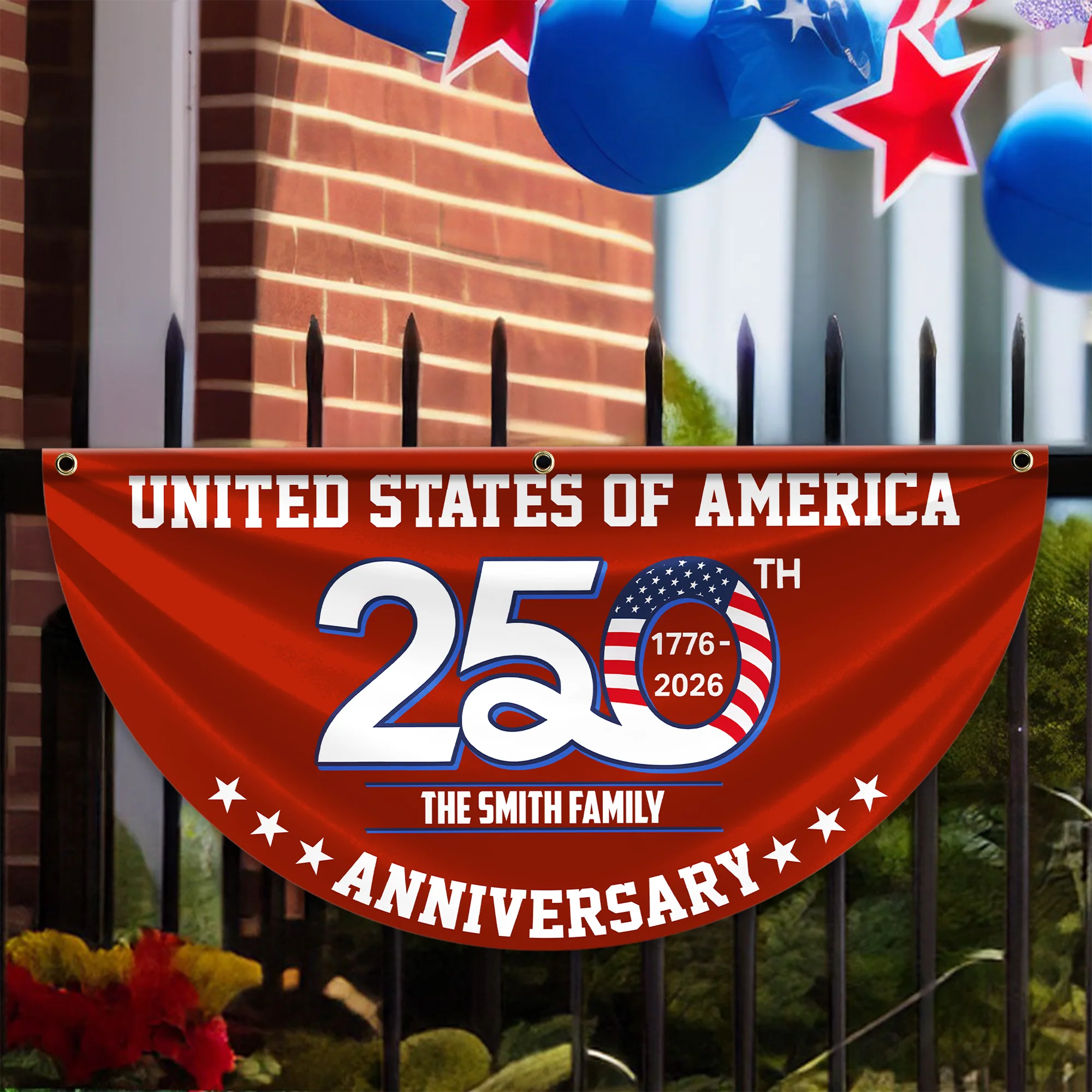 Patriotic 250th Anniversary 1776 2026 United States of America Non-Pleated Fan Flag LM32 897747 - Image 6