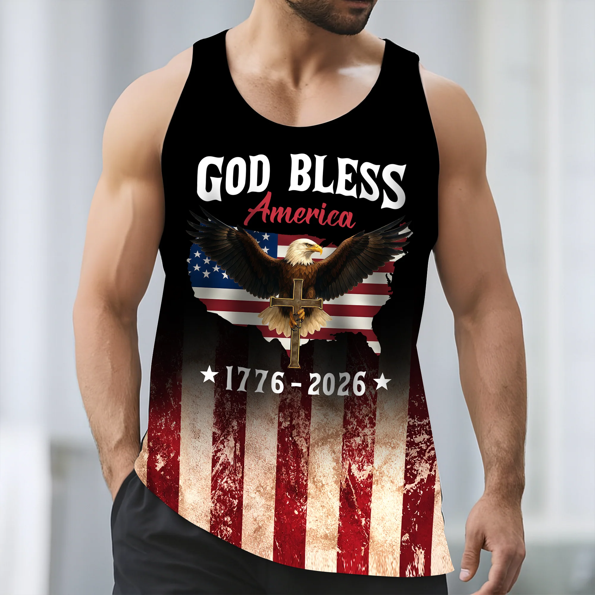 Patriotic 250th Anniversary God Bless America Eagle 1776–2026 Tanktop HO82 902900 - Image 5