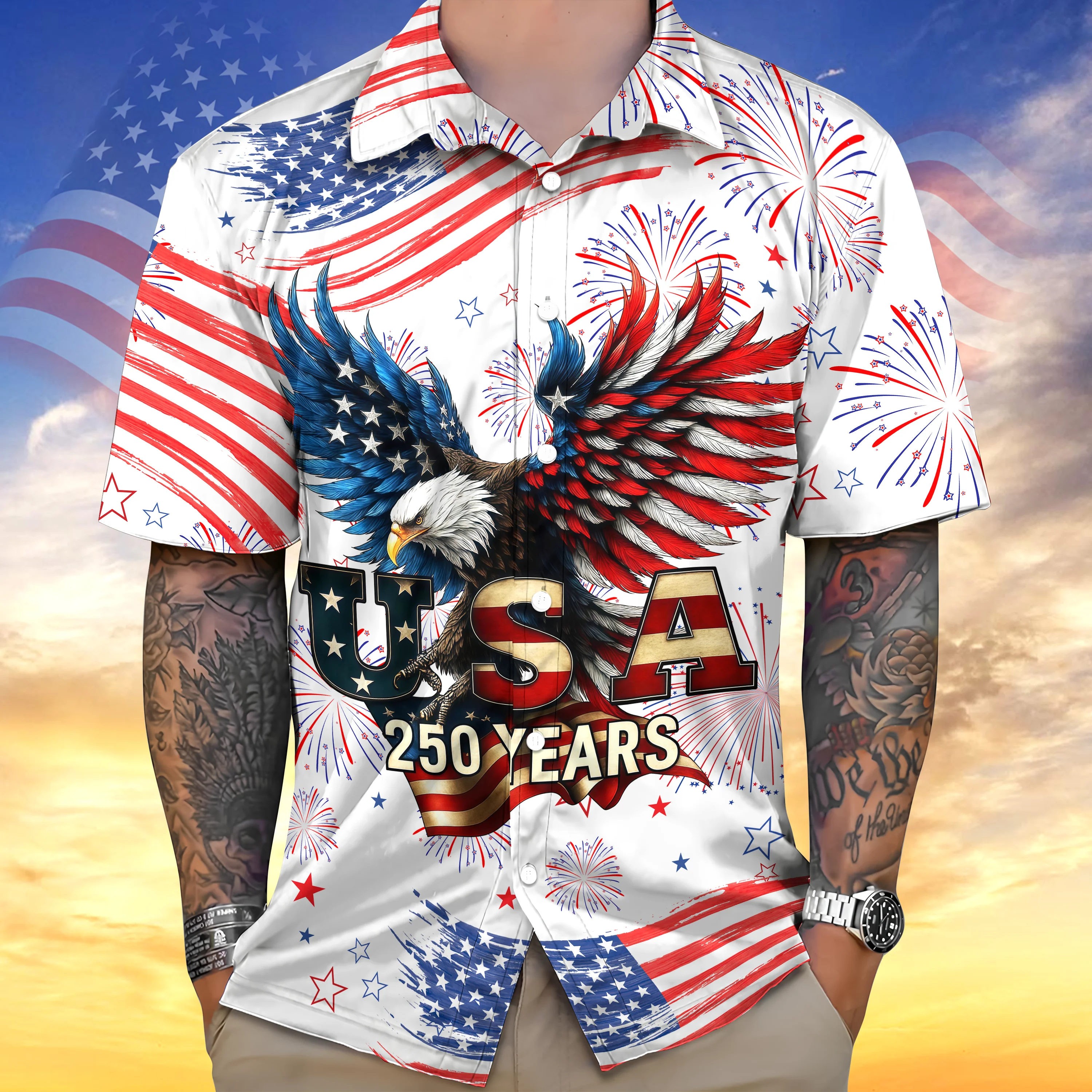 Patriotic Bald Eagle USA 250 Years Hawaii Shirt HA75 920148 - Image 2