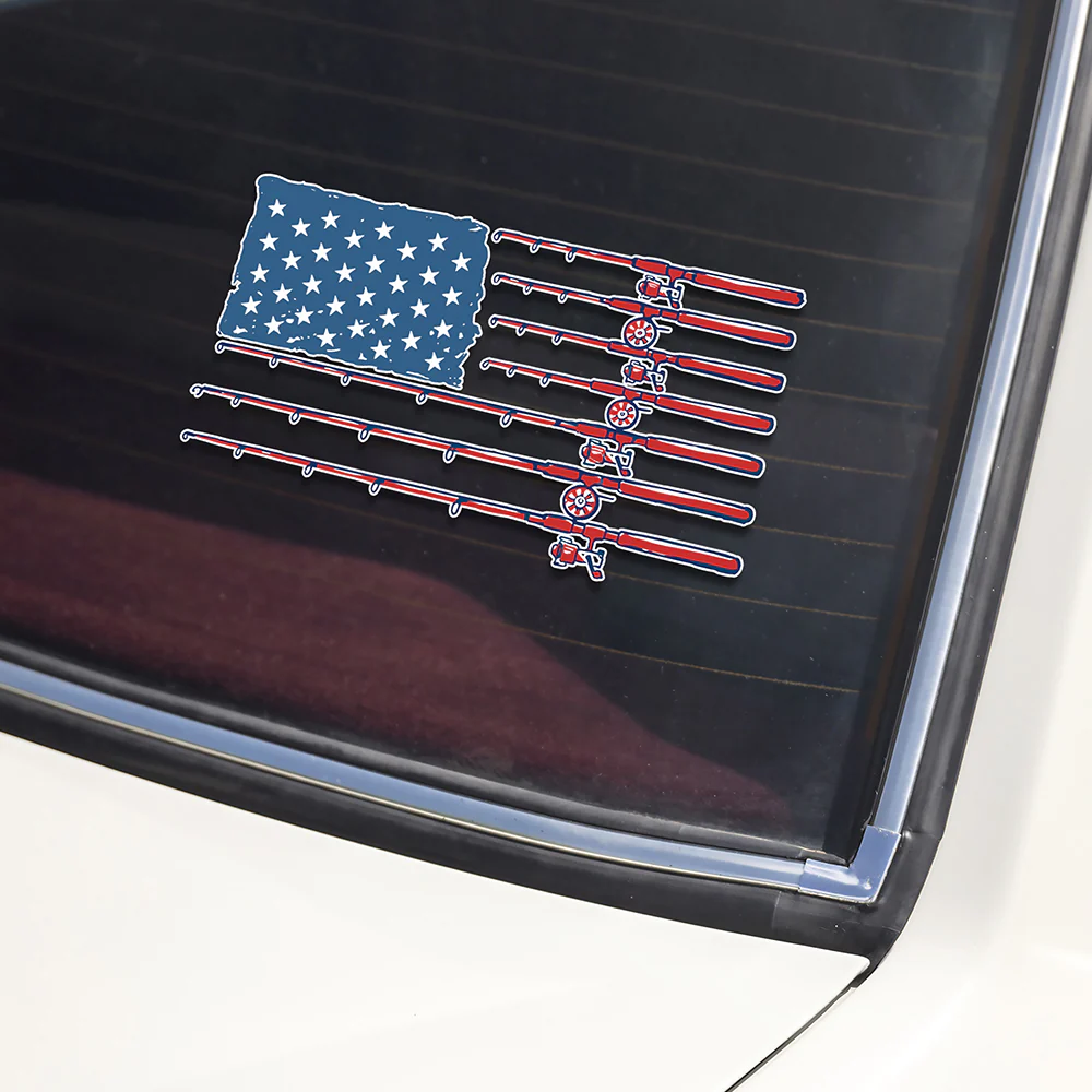 Patriotic Fishing Rod USA Flag Car Decal Sticker LM32 669321 - Image 3