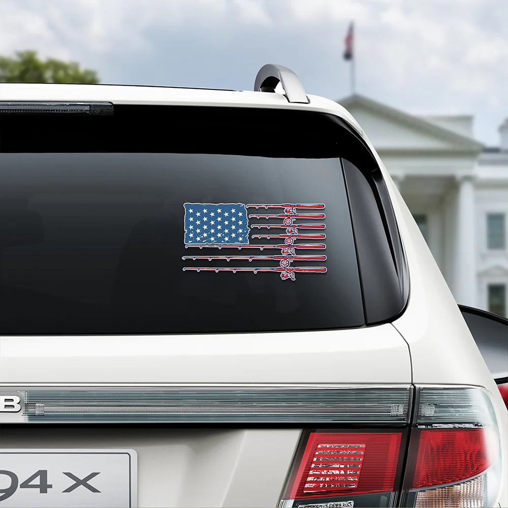 Patriotic Fishing Rod USA Flag Car Decal Sticker LM32 669321 - Image 4