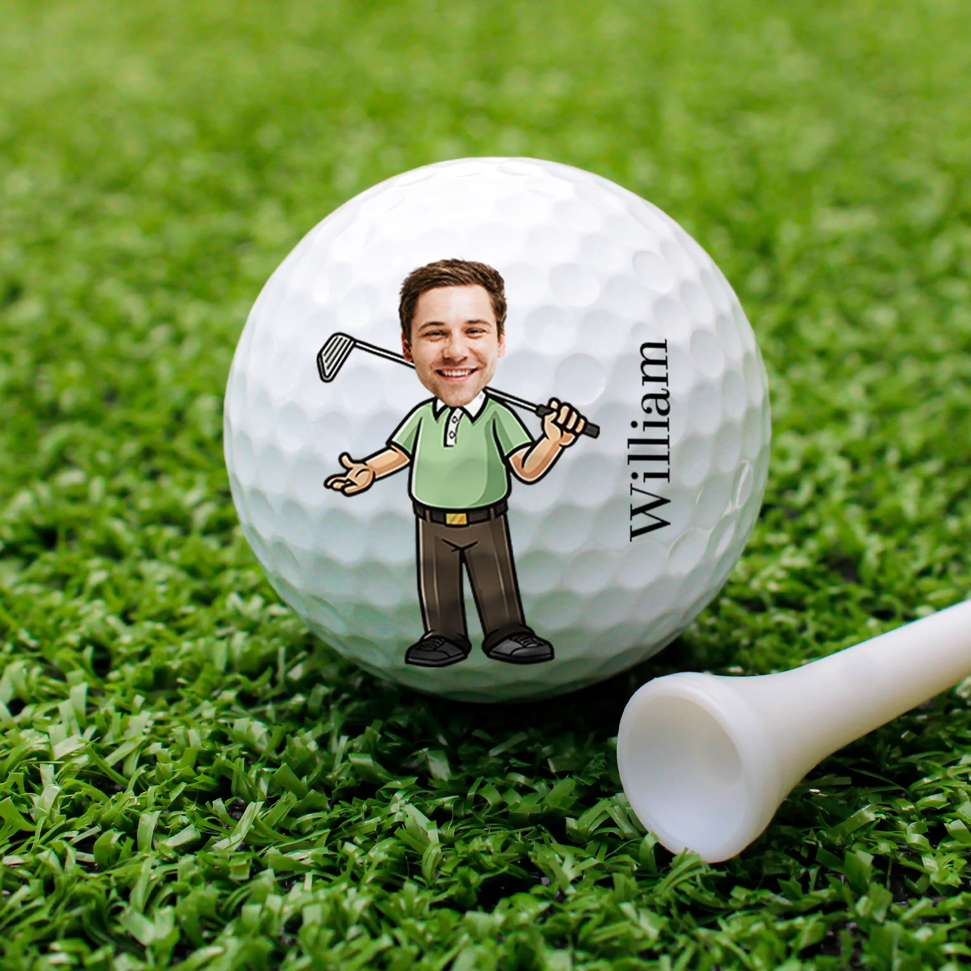 Personalised Cartoon Character Man Woman Double Sided Golf Ball with Name Gift for Golfer HO82 900912 - Image 5