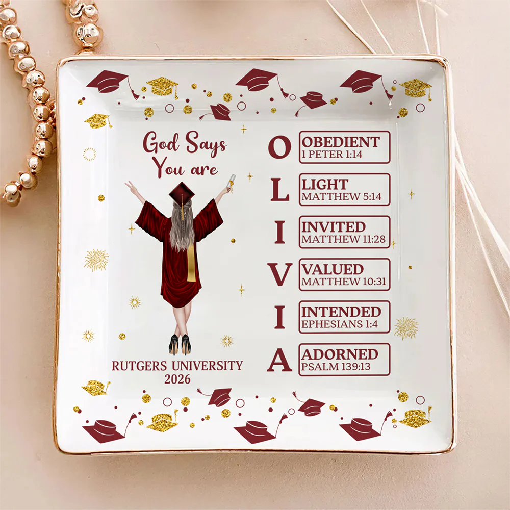 Personalised Cartoon Graduate Character Bible Name Jewellery Dish Graduation Gift for 2026 Graduates HO82 901818