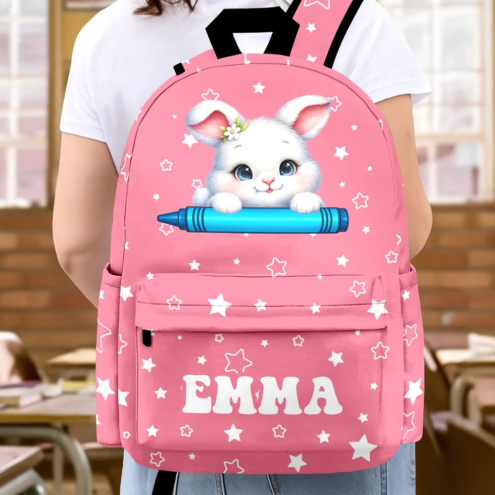 Personalised Cartoon Penguin Raccoon Animals Name Backpack - Birthday Back to School Gift for Boys Girls HO82 902978 - Image 2