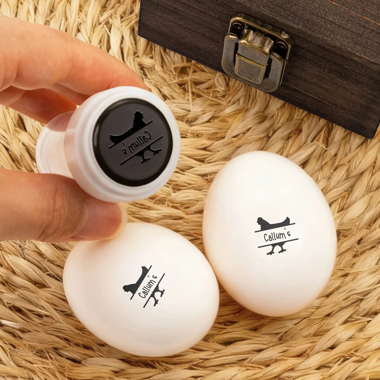 Personalized Chicken Silhouette Egg Stamp Gift for Family Farmer Breeder CH07 896656 - Image 5