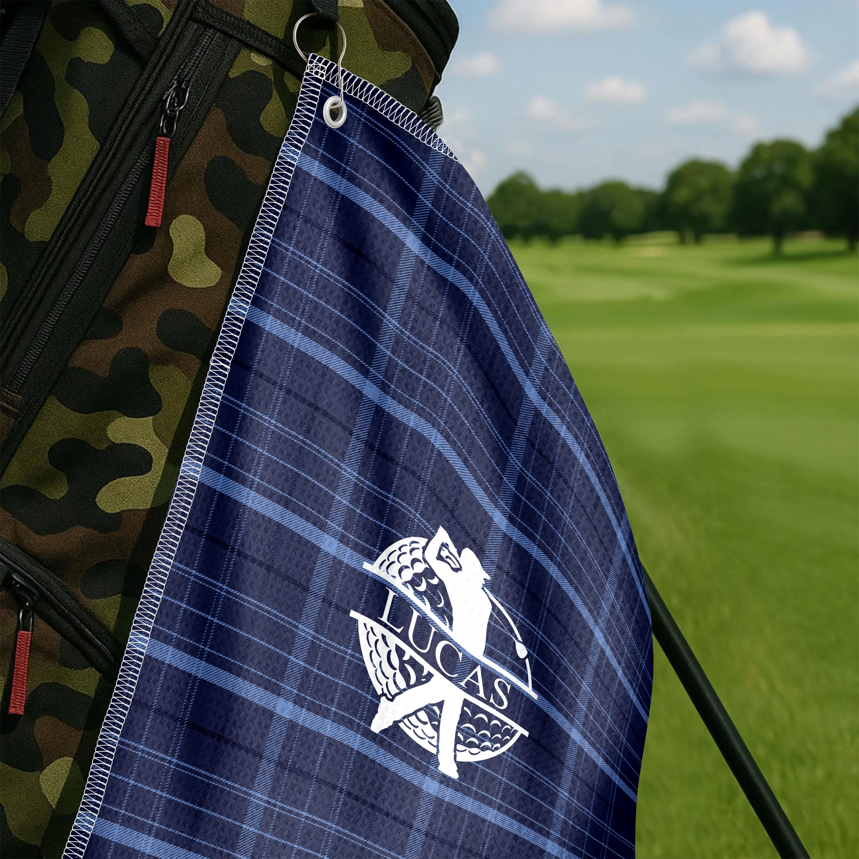 Personalised Golf Club Wreath Plaid Golf Towel HO82 902172 - Image 3