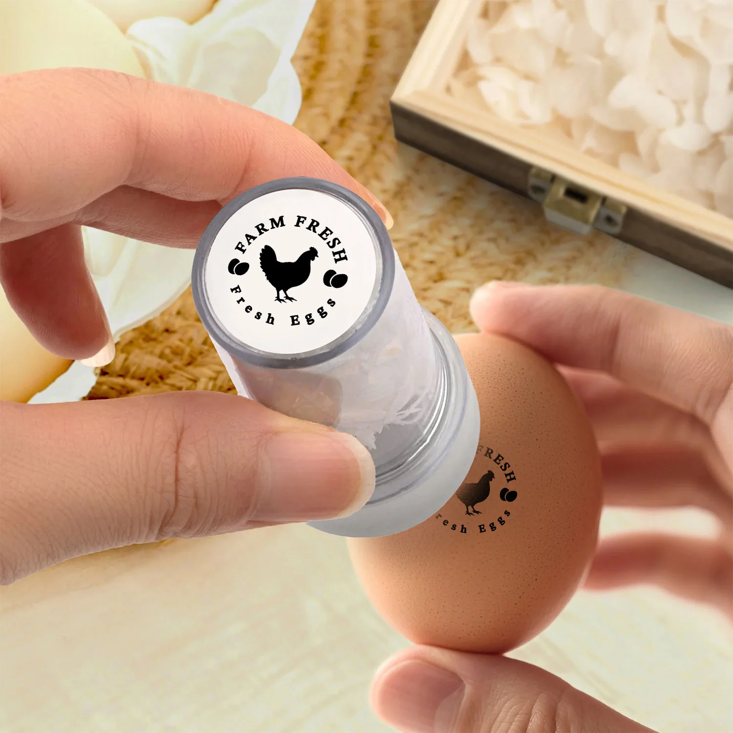 Personalized Hen Silhouette Egg Stamp with Name Gift for Family Farmer Breeder CH07 896560 - Image 4