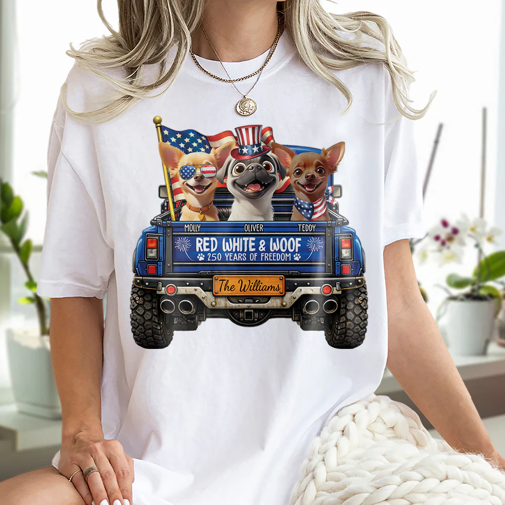 Personalised Red White Woof 250 Years Of Freedom Bright Shirt LM32 899045 - Image 2