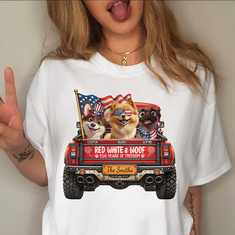 Personalised Red White Woof 250 Years Of Freedom Bright Shirt LM32 899045 - Image 4