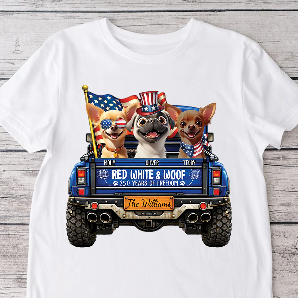 Personalised Red White Woof 250 Years Of Freedom Bright Shirt LM32 899045 - Image 5