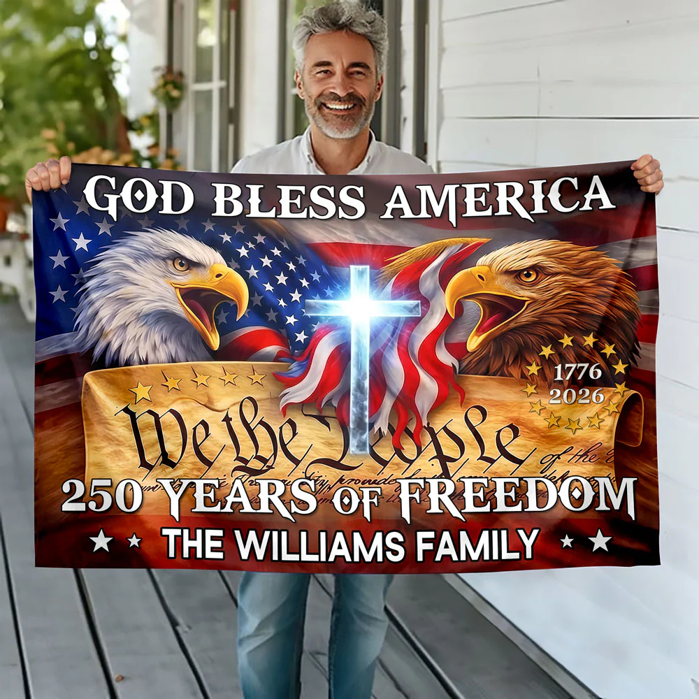 Personalized 250 Years God Bless America House Flag – USA 1776–2026 Patriotic Garden Flag Outdoor Decor HO82 902204 - Image 2